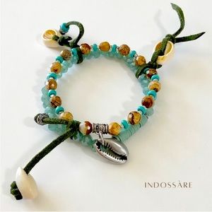 BEACHY BOHO LAYERED COWRIE CHARM BRACELET NWT